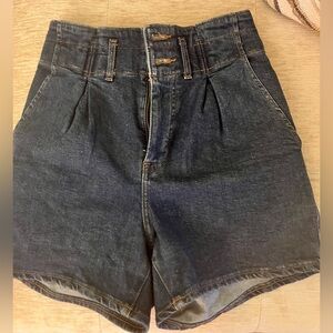 Express Dark Blue High-Waisted Shorts